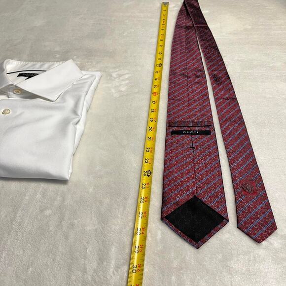 Gucci Classic Silk Tie Horse Bits Links Monogram Red Blue Purple 58"x3.25" Flex - Picture 5 of 6